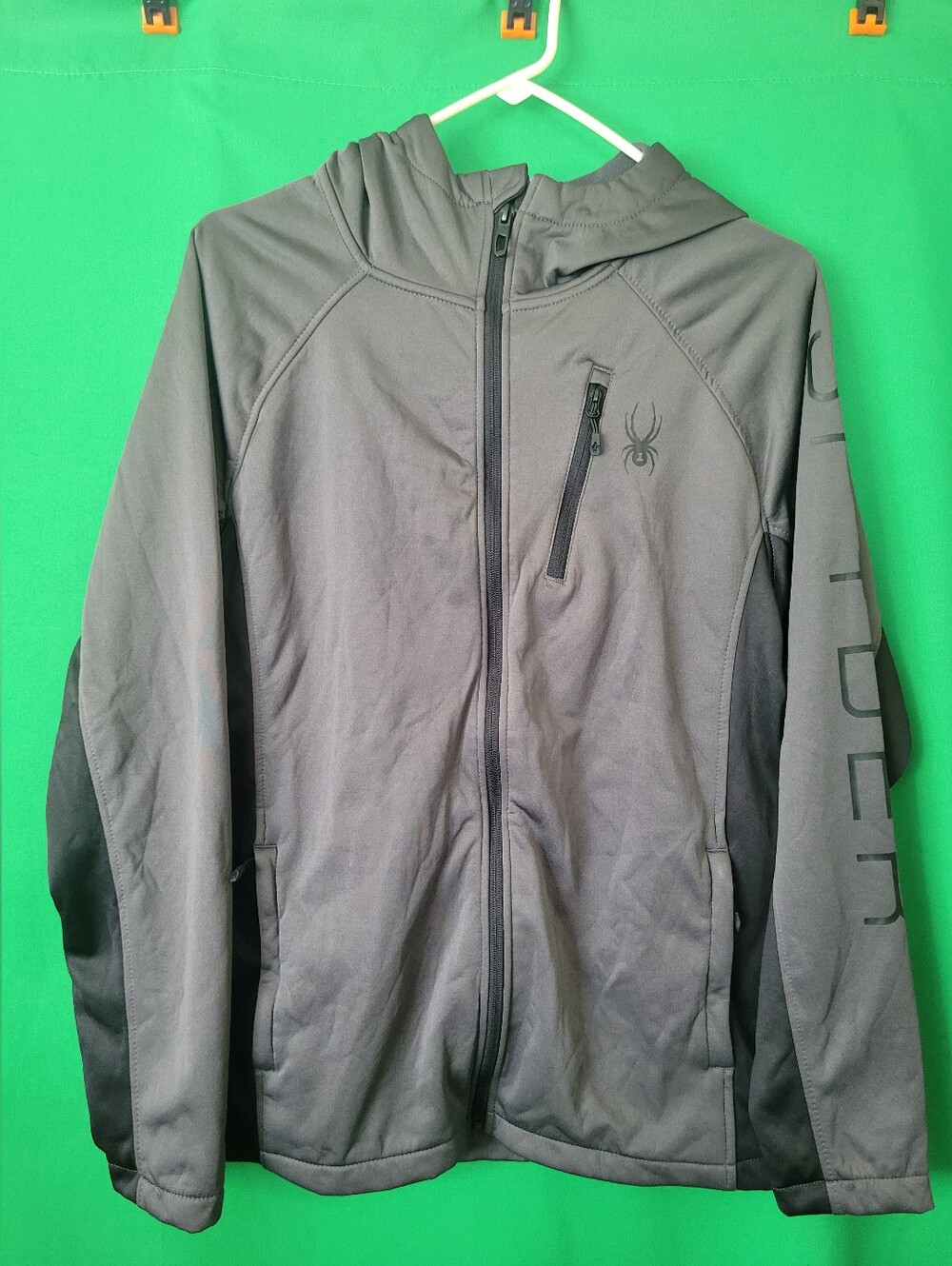 Nwt Sz Small Mens Gray Full‑Zip Hooded Jacket Tempo Spyder Performance Coat
